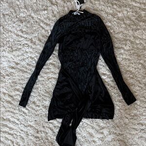 EGO Black Textured Long Sleeve Dress